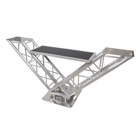 VERRAZANO V-Shape Aluminum Truss DJ Table with Elevated Monitor Shelves and 24
