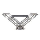 VERRAZANO V-Shape Aluminum Truss DJ Table with Elevated Monitor Shelves and 24" Base Plate