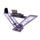 VERRAZANO V-Shape Aluminum Truss DJ Table with Elevated Monitor Shelves and 24" Base Plate