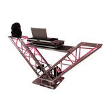 VERRAZANO V-Shape Aluminum Truss DJ Table with Elevated Monitor Shelves and 24" Base Plate