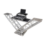 VERRAZANO V-Shape Aluminum Truss DJ Table with Elevated Monitor Shelves and 24" Base Plate