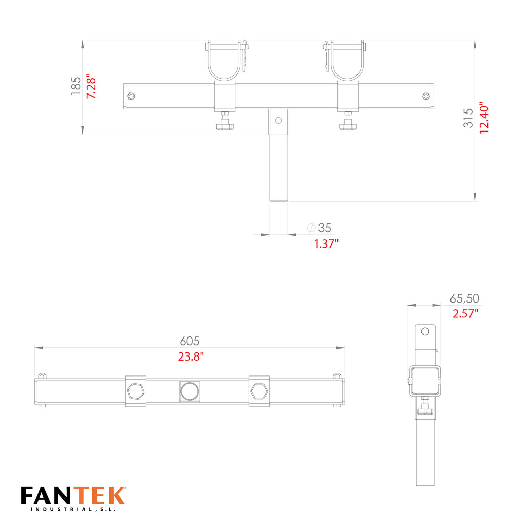 FANTEK Universal Trusss Bracket Adjustable T-Adapter for all Top Load Center Lifting Towers Black