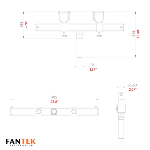 FANTEK Universal Trusss Bracket Adjustable T-Adapter for all Top Load Center Lifting Towers Black