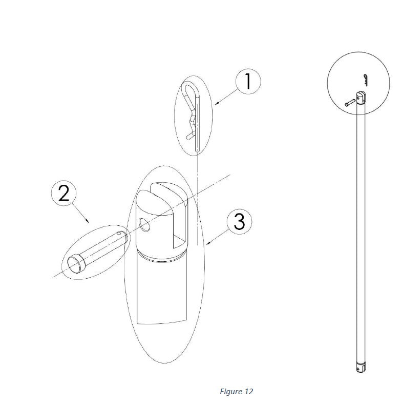 Short Fantek Lifting Tower Tie Rod Pin for Frontal Aluminum Components - Outrigger Pin