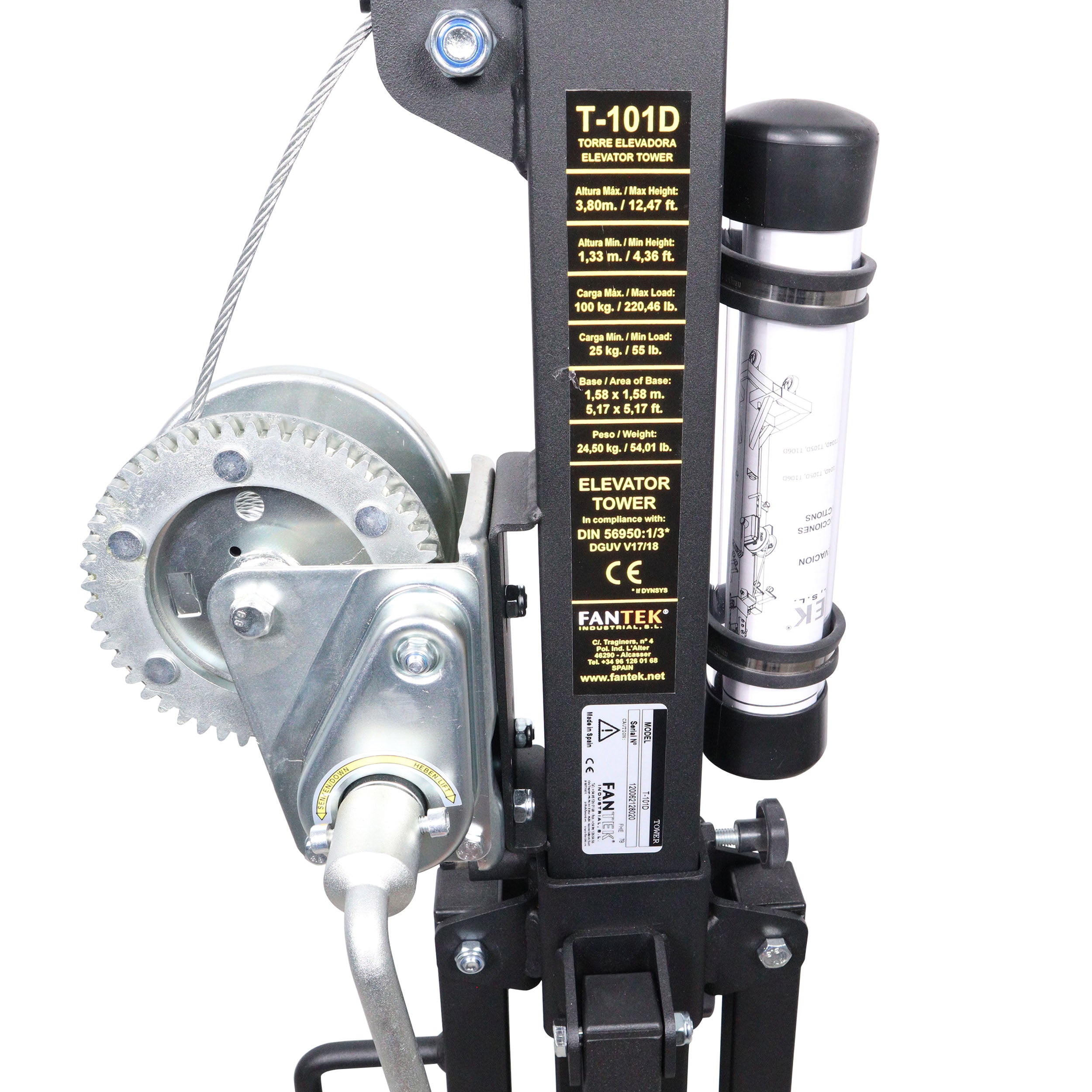 Top Loading Truss Lifting Tower - Capacity 220 lbs Max Height 12.47 ft - Made in Spain by Fantek