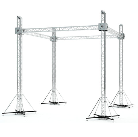 F34 Stage Roofing Truss System with Ground Support and Chain Hoists – 20x20x23 Ft.
