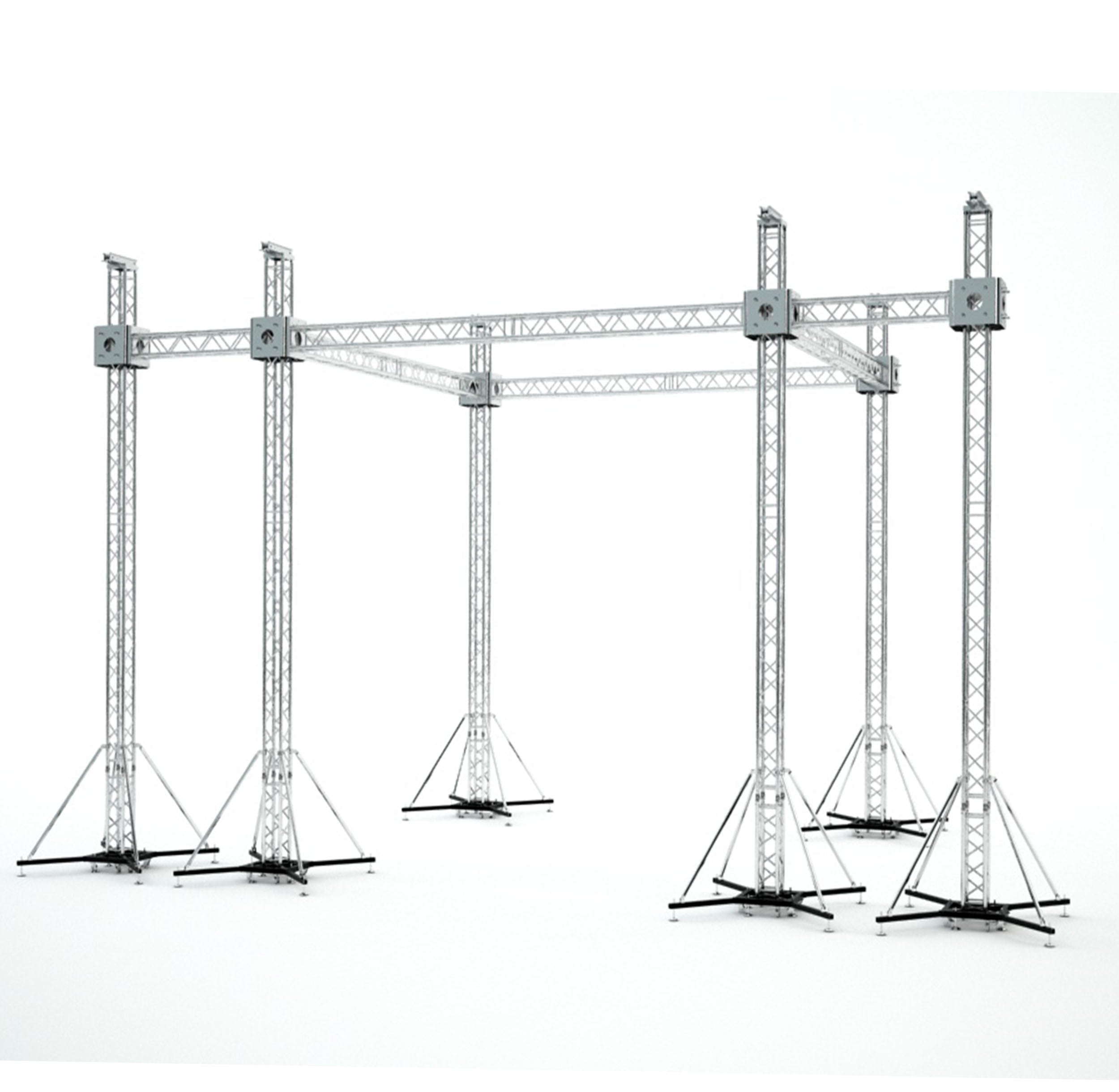 Flat Stage Roofing System with 7 Ft Speaker Wings and 6 Chain Hoists | 20 Ft W x 20 Ft L x 23 Ft H