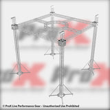 F34 Stage Roofing Truss System with Ground Support, Circular Truss and Chain Hoists – 21x21x23 Ft. Circle in Center