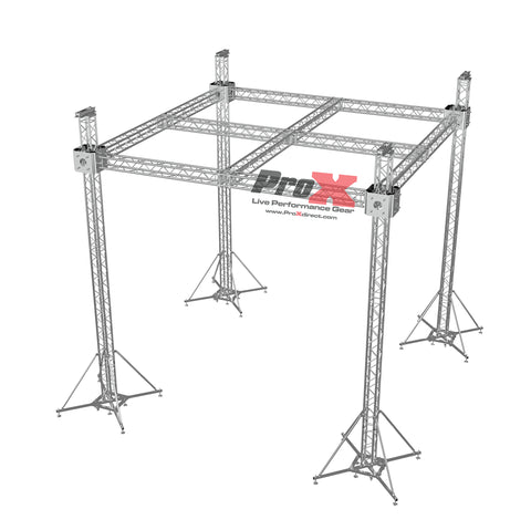 F34 Stage Roofing Ground Support Truss System with F34 Center Cross and Chain Hoists – 21 x 21 x 23 Ft