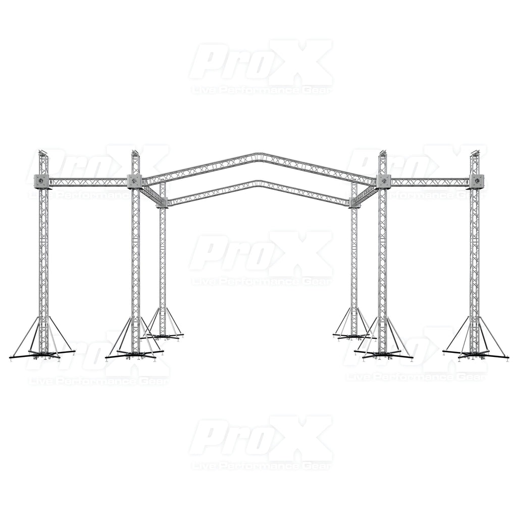 12D PR2 Stage Roofing System with 7 Ft Speaker Wings and 6 Chain Hoists | 30 Ft W x 20 Ft L x 23 Ft H