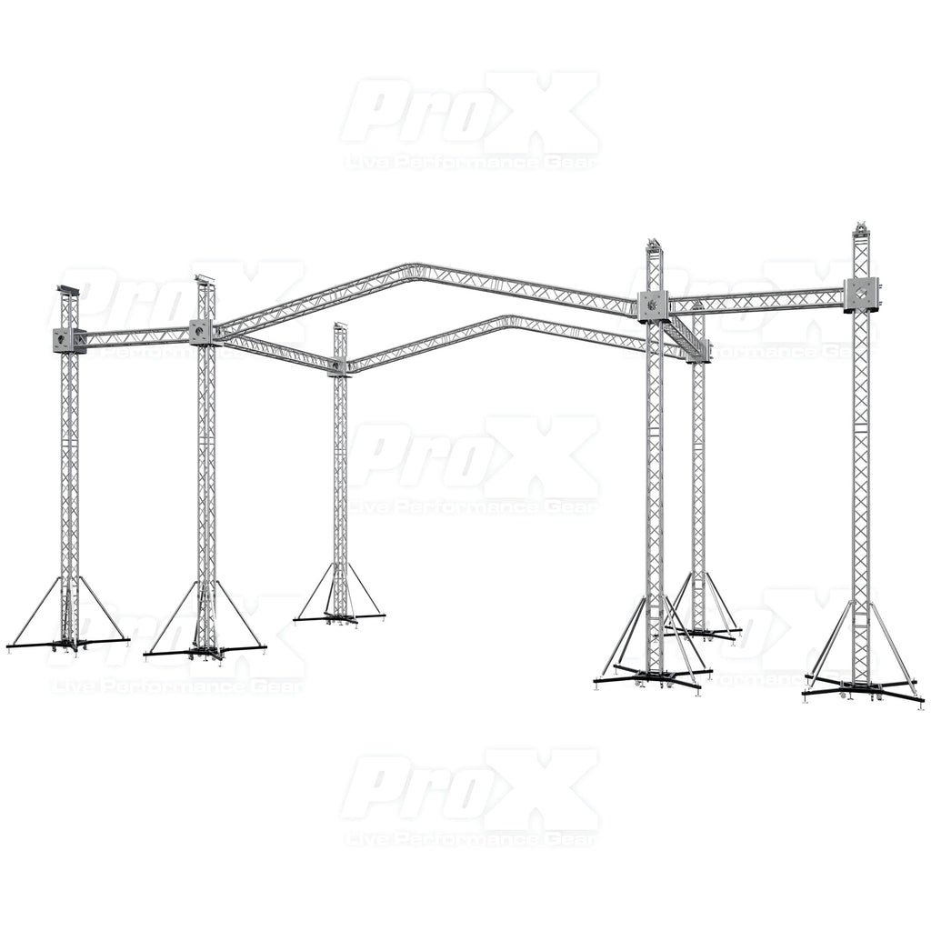 12D PR2 Stage Roofing System with 7 Ft Speaker Wings and 6 Chain Hoists | 30 Ft W x 20 Ft L x 23 Ft H