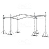 12D PR2 Stage Roofing System with 7 Ft Speaker Wings and 6 Chain Hoists | 30 Ft W x 20 Ft L x 23 Ft H