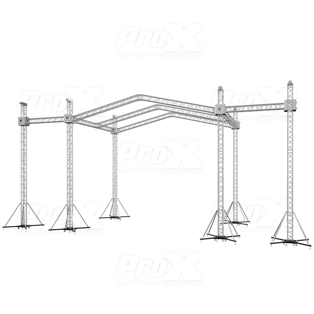 12D PR3 Stage Roofing System with 7 Ft Speaker Wings and 6 Chain Hoists | 30 Ft W x 20 Ft L x 23 Ft H
