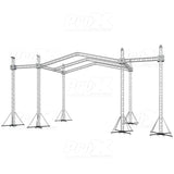 12D PR3 Stage Roofing System with 7 Ft Speaker Wings and 6 Chain Hoists | 30 Ft W x 20 Ft L x 23 Ft H