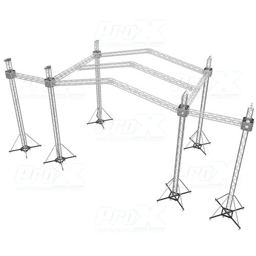 12D PR3 Stage Roofing System with 7 Ft Speaker Wings and 6 Chain Hoists | 30 Ft W x 20 Ft L x 23 Ft H
