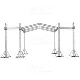 12D PR3 Stage Roofing System with 7 Ft Speaker Wings and 6 Chain Hoists | 30 Ft W x 20 Ft L x 23 Ft H