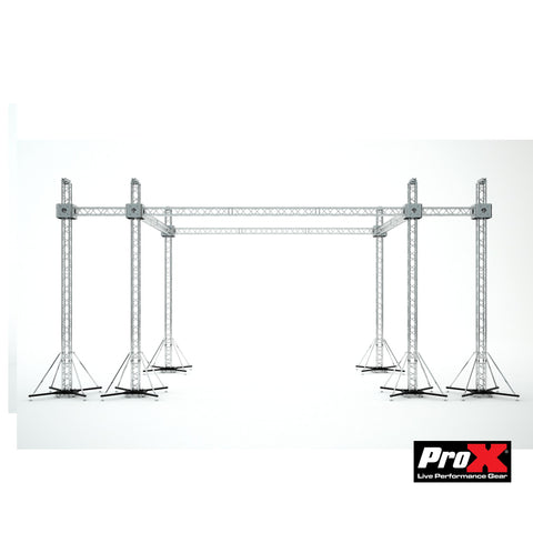 Flat Stage Roofing System with 7 Ft Speaker Wings and 6 Chain Hoists | 30 Ft W x 20 Ft L x 23 Ft H