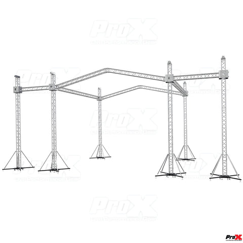 12D Stage Roofing System with 7 Ft Speaker Wings and 6 Chain Hoists | 30 Ft W x 30 Ft L x 23 Ft H
