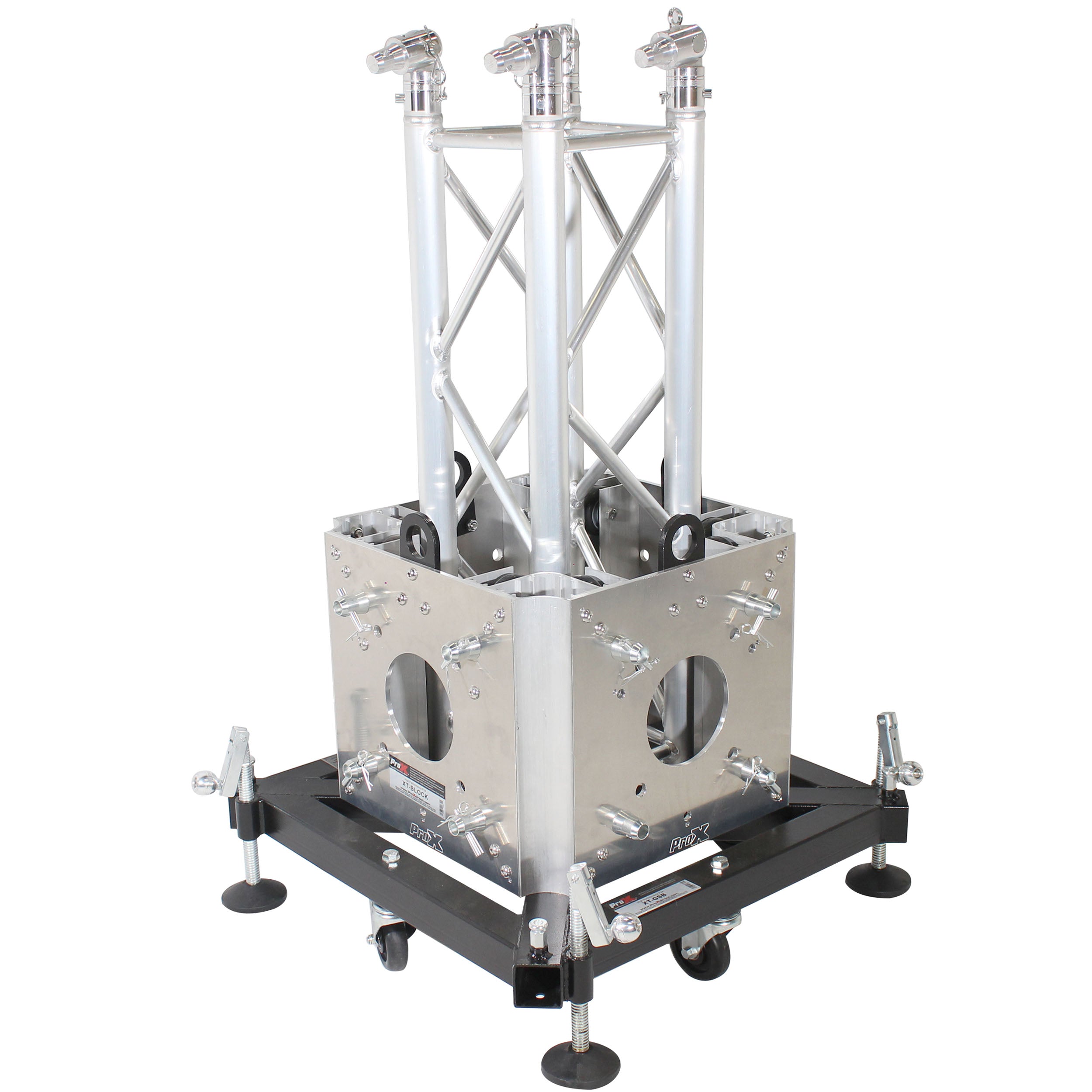 Truss Tower Stage Roofing System Package -Top Block | Hinges | Base | Outriggers and 3.28 Ft. 2 mm Wall Truss Segment