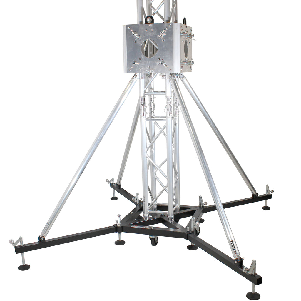 Truss Tower Stage Roofing System Package -Top Block | Hinges | Base | Outriggers and 3.28 Ft. 2 mm Wall Truss Segment