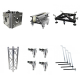Truss Tower Stage Roofing System Package -Top Block | Hinges | Base | Outriggers and 3.28 Ft. 2 mm Wall Truss Segment