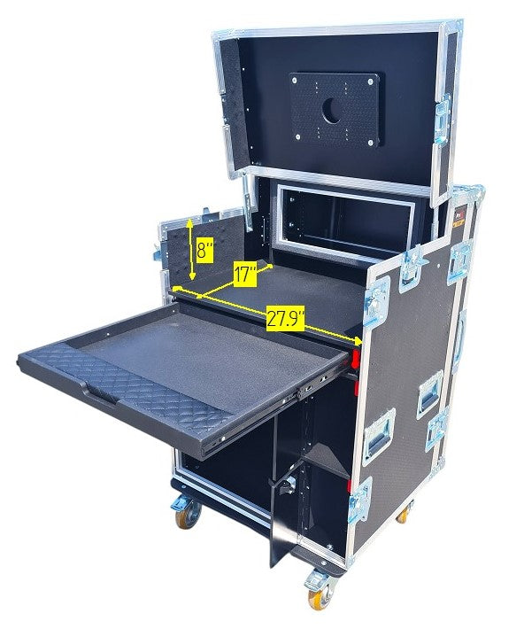 Mobile AV Broadcasting Streaming Recording Studio Workstation Case with 4U Top 12U Bottom