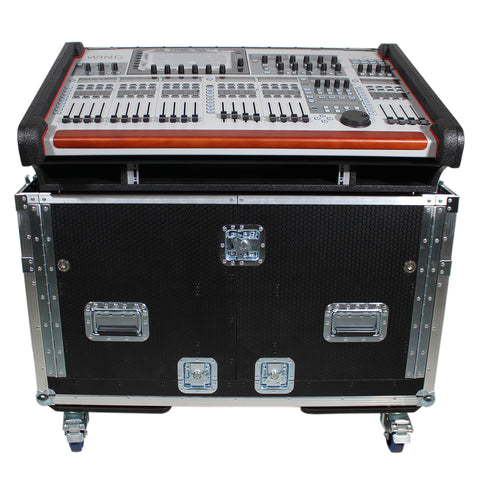 Behringer Wing Flip-Ready Hydraulic Console Easy Retracting Lifting Flight Case and wheels