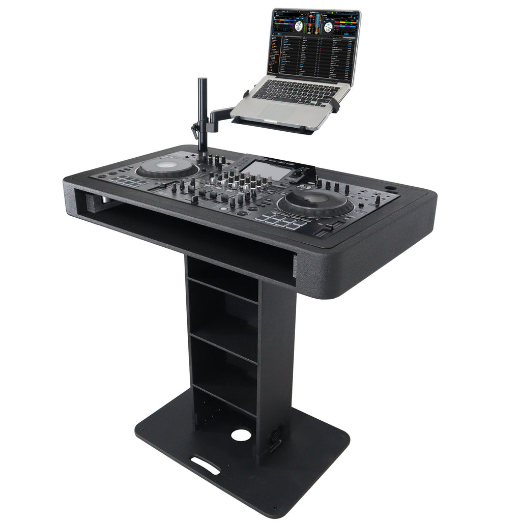 Control Tower DJ Podium with Road Cases for Pioneer DDJ-REV7 DDJ-FLX10 XDJ-XZ RANE Four - Black Finish