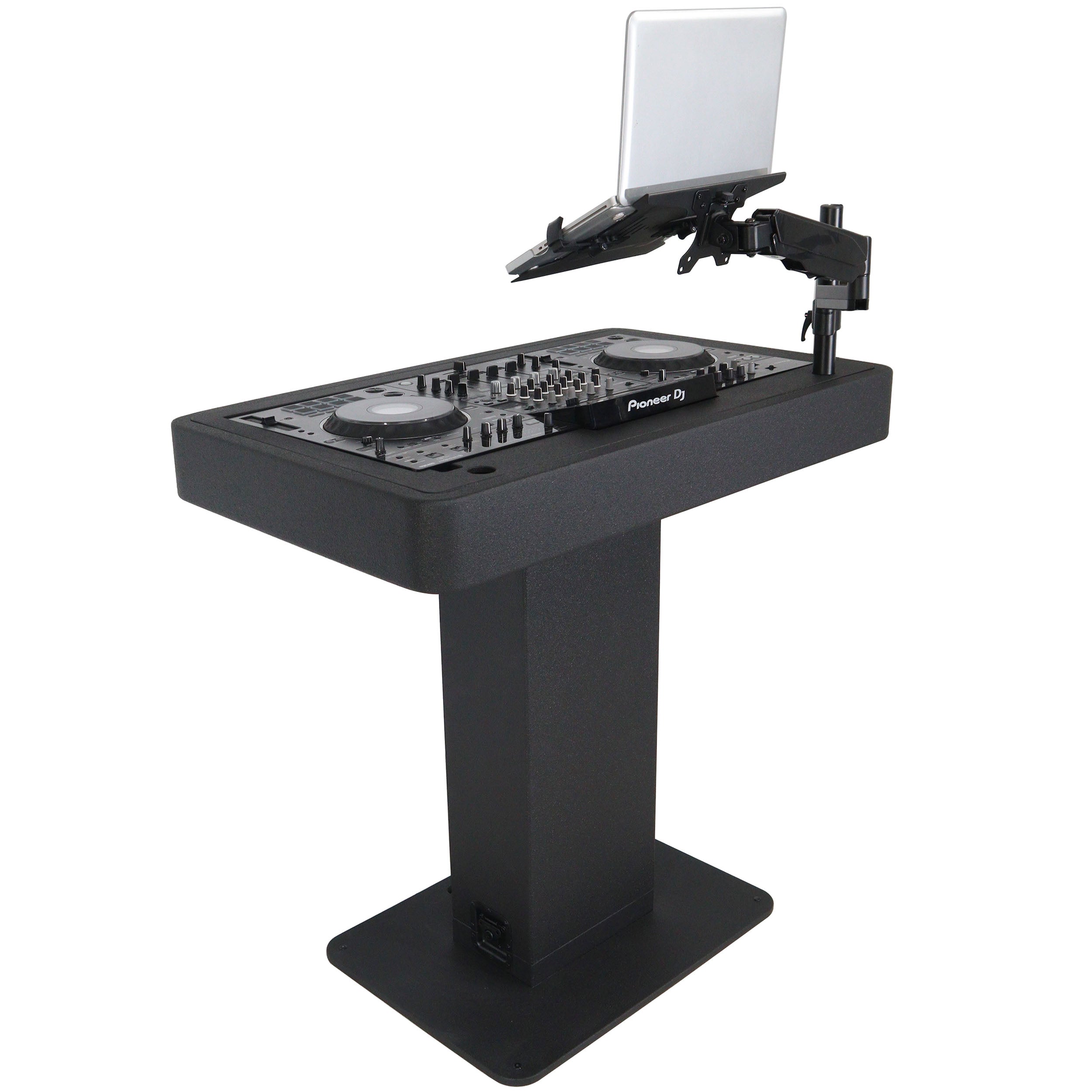 Control Tower DJ Podium with Road Cases for Pioneer DDJ-REV7 DDJ-FLX10 XDJ-XZ RANE Four - Black Finish