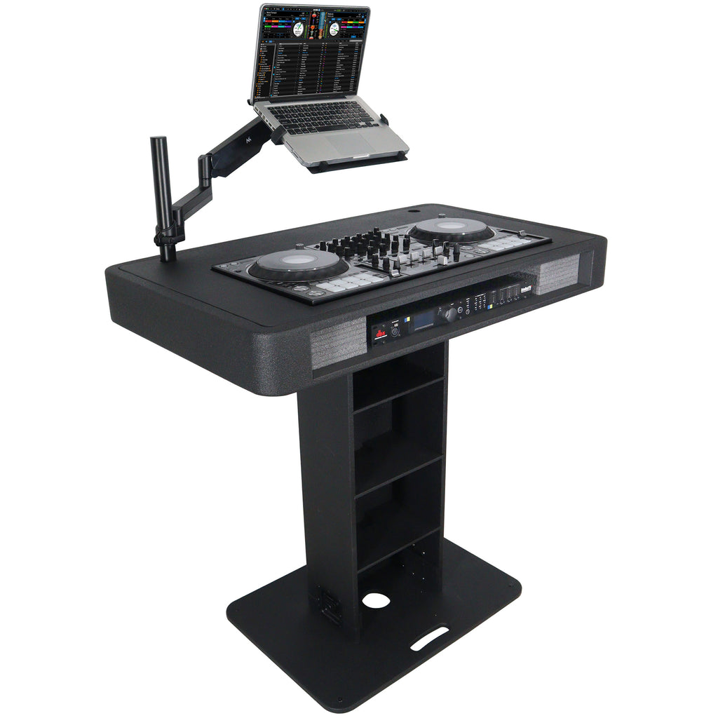 Control Tower DJ Podium with Road Cases for Pioneer DDJ-REV7 DDJ-FLX10 XDJ-XZ RANE Four - Black Finish