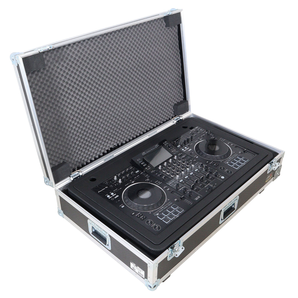Control Tower DJ Podium with Road Cases for Pioneer DDJ-REV7 DDJ-FLX10 XDJ-XZ RANE Four - Black Finish