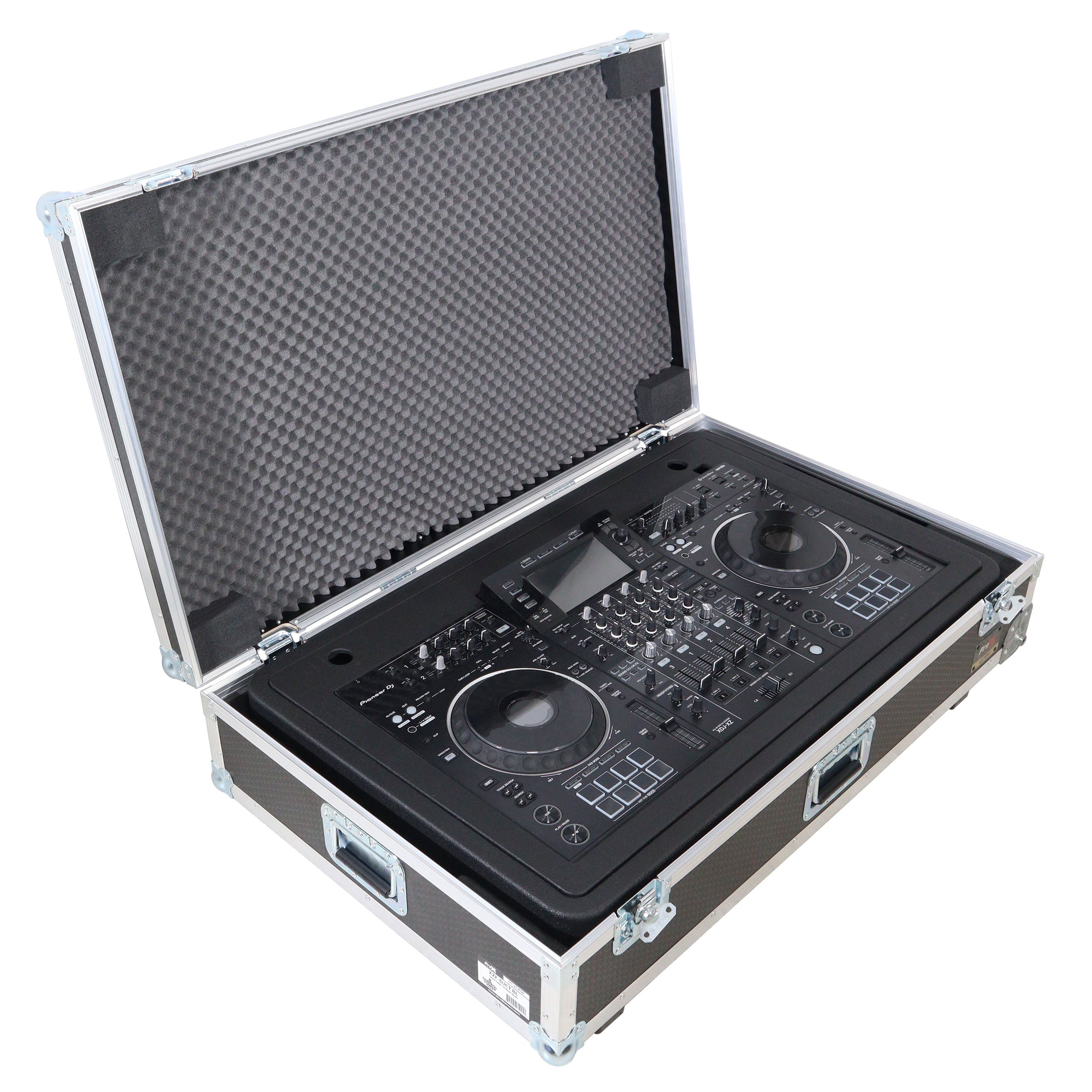 Control Tower DJ Podium with Road Cases for Pioneer DDJ-REV7 DDJ-FLX10 XDJ-XZ RANE Four - Black Finish