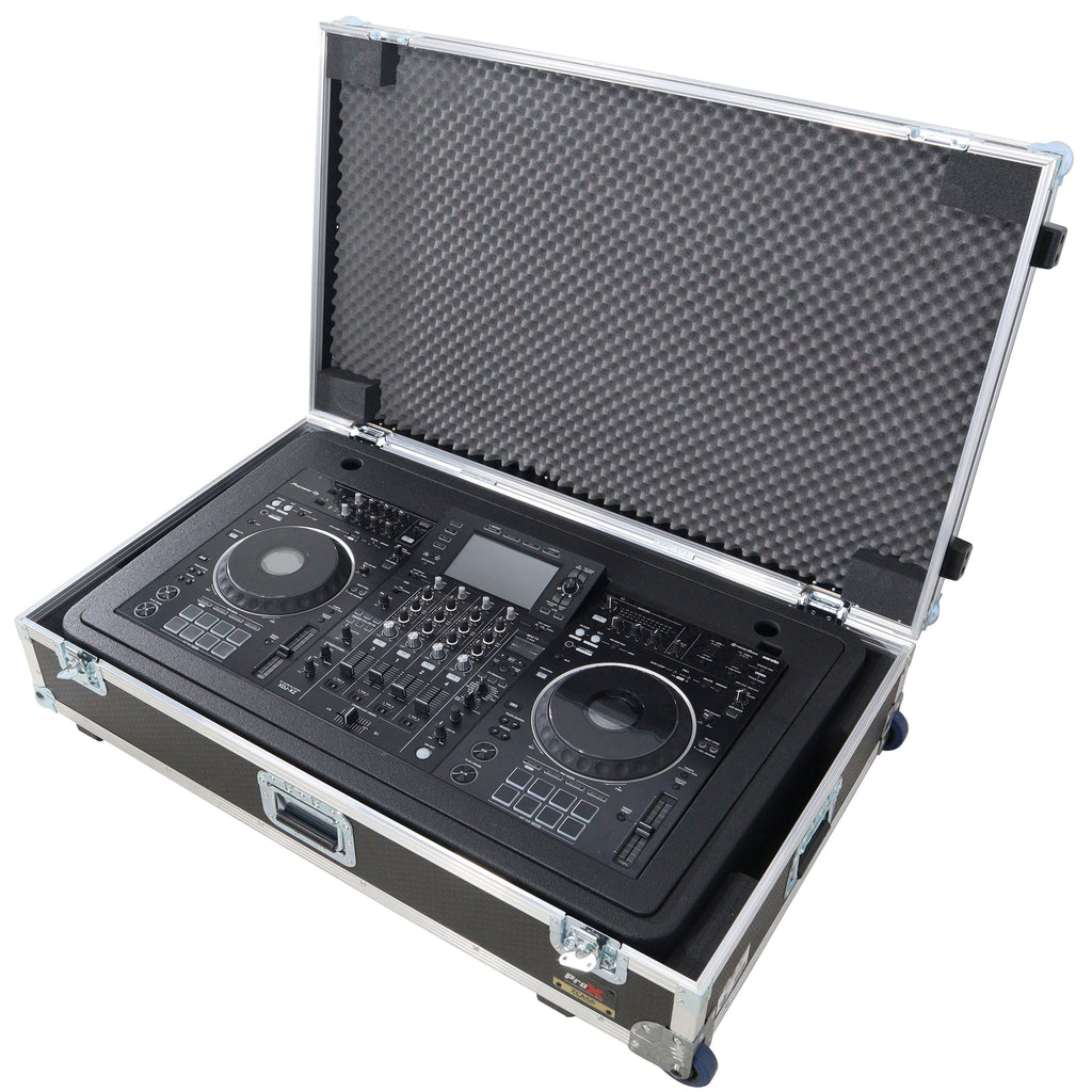 Control Tower DJ Podium with Road Cases for Pioneer DDJ-REV7 DDJ-FLX10 XDJ-XZ RANE Four - Black Finish