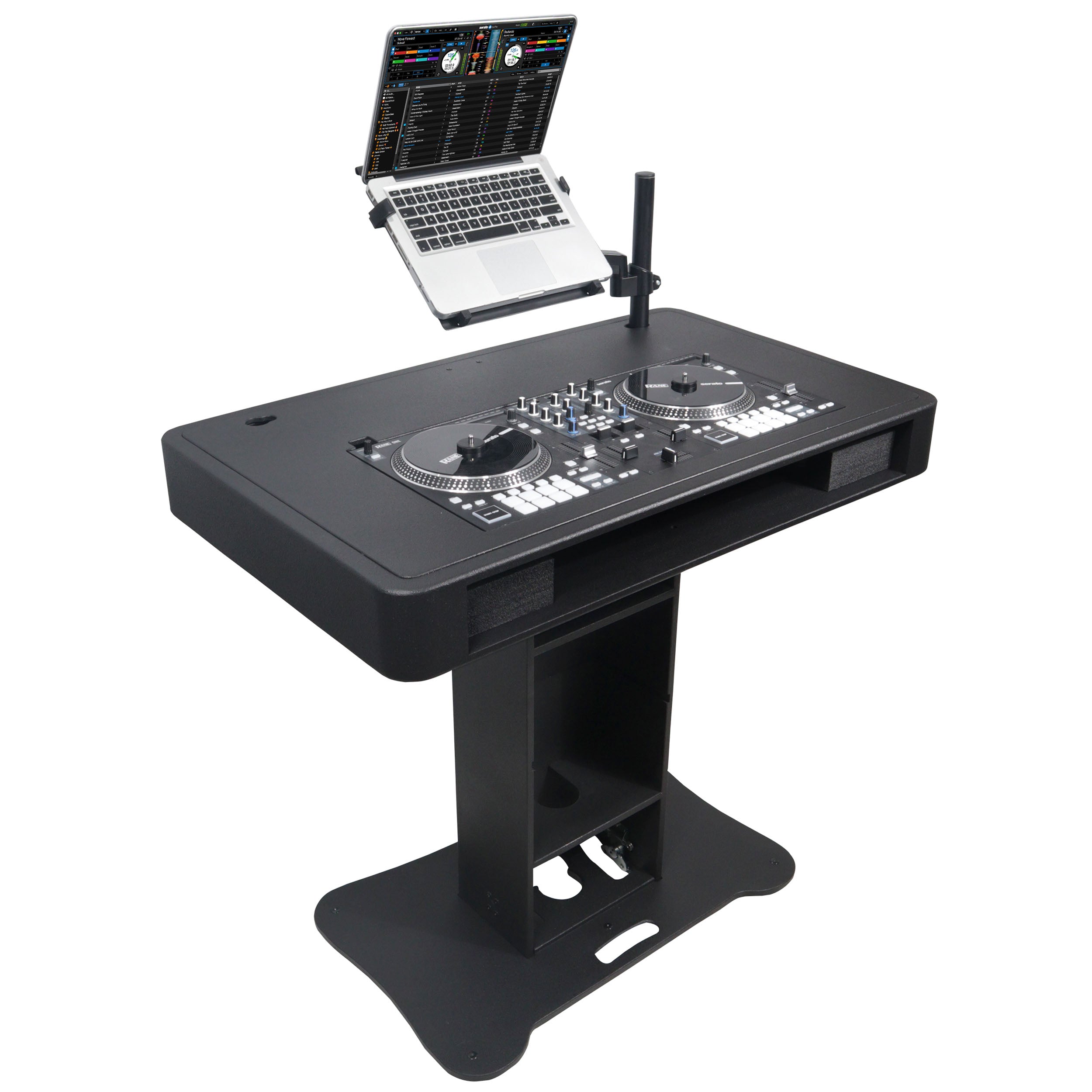 Control Tower DJ Podium with Road Cases for Pioneer DDJ-REV7 DDJ-FLX10 XDJ-XZ RANE Four - Black Finish