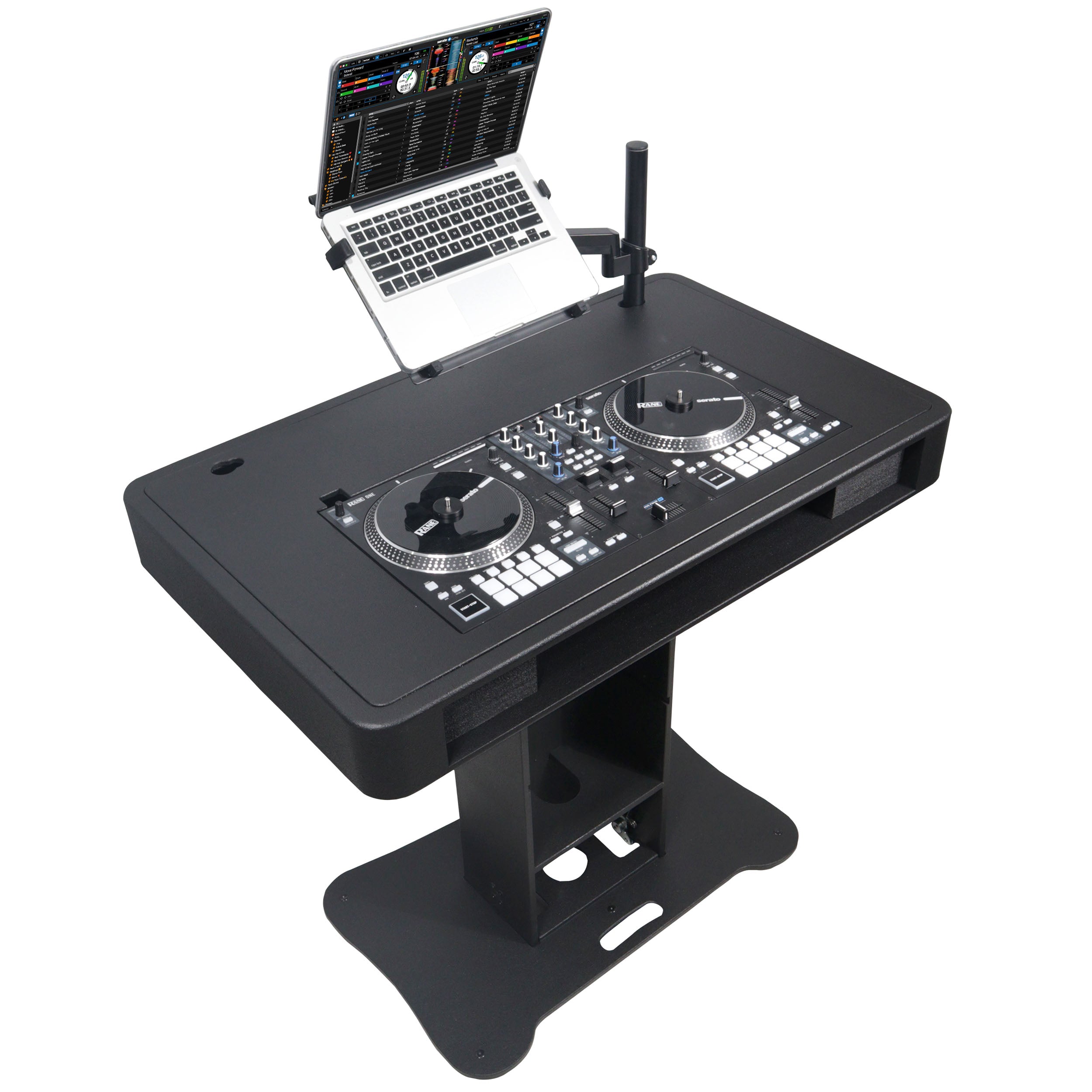 Control Tower DJ Podium with Road Cases for Pioneer DDJ-REV7 DDJ-FLX10 XDJ-XZ RANE Four - Black Finish