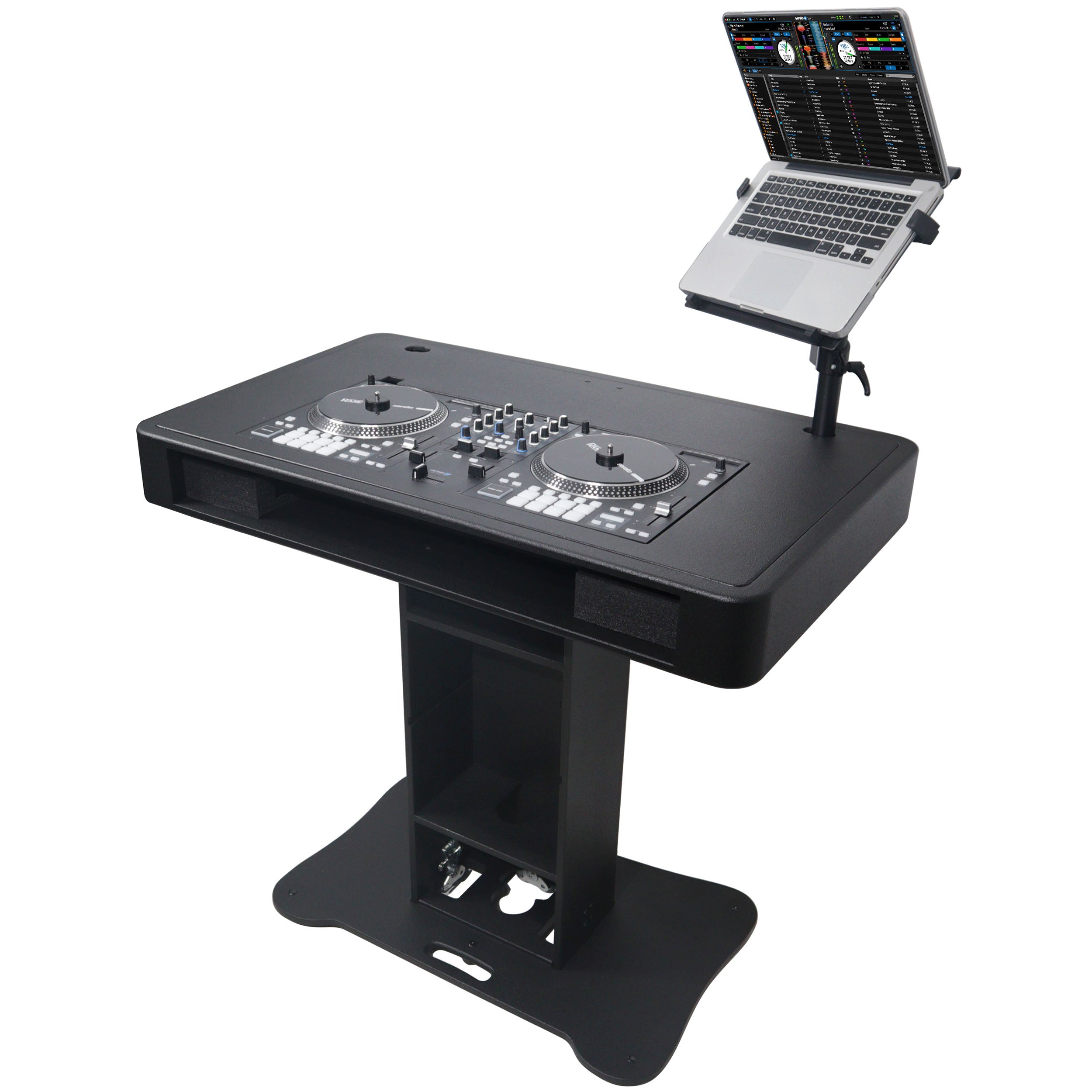 Control Tower DJ Podium with Road Cases for Pioneer DDJ-REV7 DDJ-FLX10 XDJ-XZ RANE Four - Black Finish