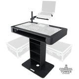 Control Tower DJ Podium with Road Cases for Pioneer DDJ-REV7 DDJ-FLX10 XDJ-XZ RANE Four - Black Finish