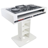 Control Tower DJ Podium 2x 1U Rack Space with Road Cases for Pioneer DDJ-REV7 XDJ-XZ FLX10 RANE Four - White Finish