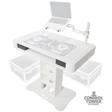 Control Tower DJ Podium with Road Cases for Pioneer DDJ-REV7 XDJ-XZ FLX10 RANE Four - White Finish