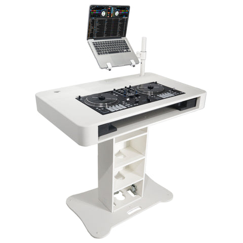 Control Tower DJ Podium with Road Cases for Pioneer DDJ-REV7 XDJ-XZ FLX10 RANE Four - White Finish
