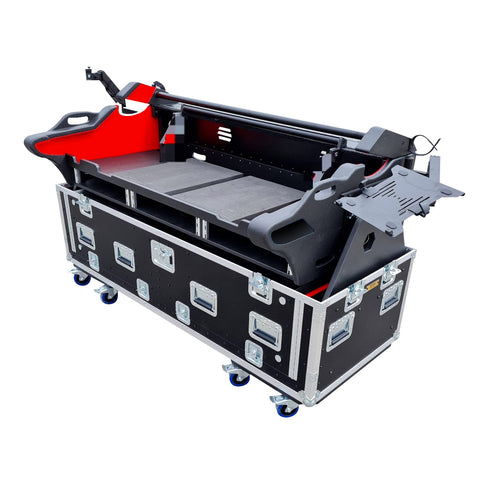 DiGiCo Quantum 338 Flip-Ready Hydraulic Console Easy Retracting Lifting 2x2U Rack Space Flight Case with wheels by ZCASE