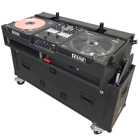 Flip-Ready Easy Retracting Hydraulic Lift Case for RANE Twelve Seventy and Seventy Two MKII Series , with Two Laptop Arms