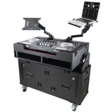 Flip-Ready Hydraulic DJ Flight Case For Pioneer DDJ-REV7 XDJ-XZ Opus Quad with Wheels and 2x Laptop Trays