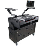 Flip-Ready Hydraulic DJ Flight Case For Pioneer DDJ-REV7 XDJ-XZ Opus Quad with Wheels and 2x Laptop Trays