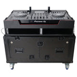 Flip-Ready Hydraulic DJ Flight Case For Pioneer DDJ-REV7 XDJ-XZ Opus Quad with Wheels and 2x Laptop Trays