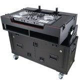 Flip-Ready Hydraulic DJ Flight Case For Pioneer DDJ-REV7 XDJ-XZ Opus Quad with Wheels and 2x Laptop Trays