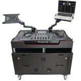 Flip-Ready Hydraulic DJ Flight Case For Pioneer DDJ-REV7 XDJ-XZ Opus Quad with Wheels and 2x Laptop Trays
