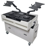 Flip-Ready Hydraulic DJ Flight Case For Pioneer DDJ-REV7 XDJ-XZ DDJ-1000 SZ2 SX3 with Wheels and 2x Laptop Trays White Finish