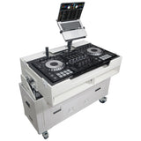 Flip-Ready Hydraulic DJ Flight Case For Pioneer DDJ-REV7 XDJ-XZ DDJ-1000 SZ2 SX3 with Wheels and 2x Laptop Trays White Finish