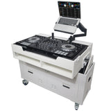 Flip-Ready Hydraulic DJ Flight Case For Pioneer DDJ-REV7 XDJ-XZ DDJ-1000 SZ2 SX3 with Wheels and 2x Laptop Trays White Finish